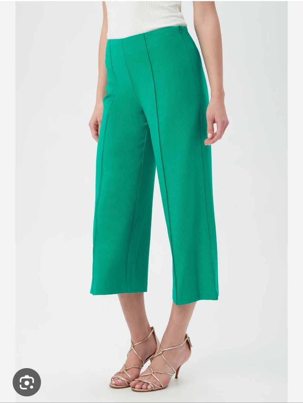 J. Crew Palm Bay Cropped Wide-Leg Pants in Green